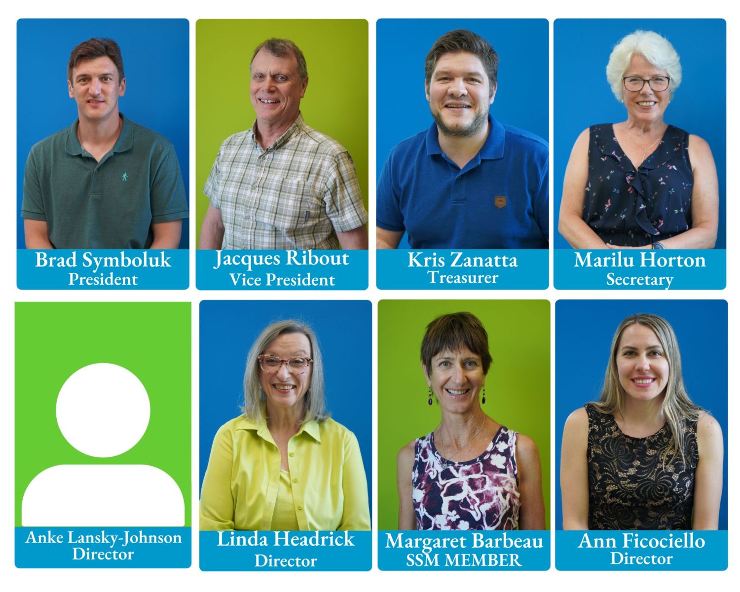 This image shows a current collage of Community Living Algoma board of directors head shots.  There is 8 members shown.